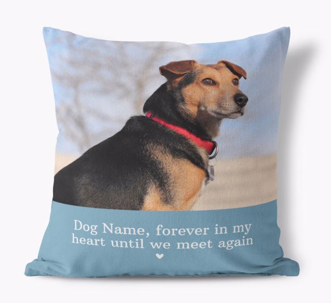 Until We Meet Again: Personalised {breedFullName} Photo Upload Cushion